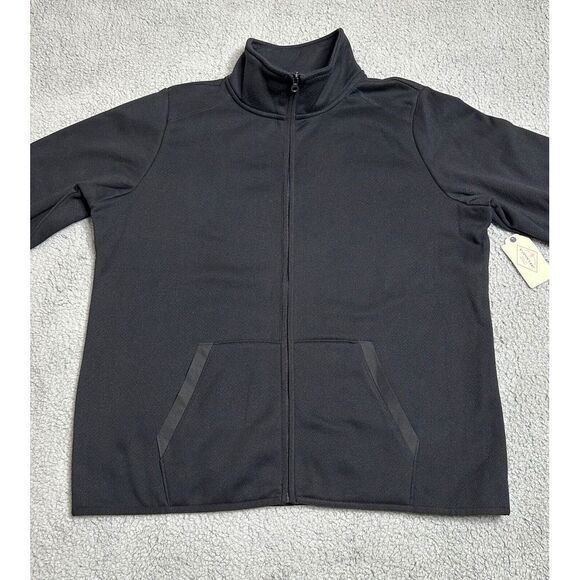 St. Johns Bay Sweater Mens Extra Large Black Full Zip Long Sleeve Pockets NEW
